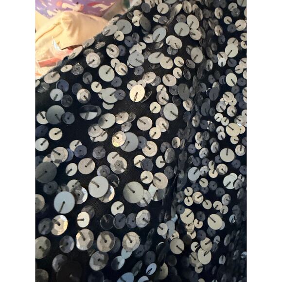 J.Crew 100% Wool Sequin Blouse Sweater 3/4 Sleeves Dark Blue, Navy Size Medium - Picture 8 of 9